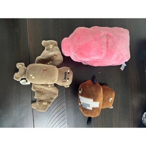 Minecraft Plush Bundle Pig, Muddy Pig,‎ Llama, Brown Panda Stuffed Animal Toy